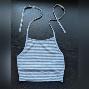 Aritzia Wilfred Free Ribbed Striped Halter Top